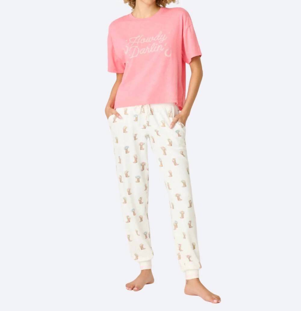 NEW PJ SALVAGE howdy darling pajama tee in berry kiss